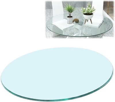 SAGIDAR Glazen tafelbeschermer, Tuin Outdoor Tafelblad, Rond glazen tafelblad, Ronde houten tafelblad, Gardenround gehard glazen tafel, Ronde tafel van glas, 15IN 20IN 30IN 35IN 40IN