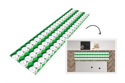 Keukenloper - Loper keuken - Blokken - Patronen - 3D - Groen - 200x50 cm - Keukenloper vinyl