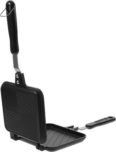 Dubbele Koekenpan - Tosti-ijzer Wafelmaker - Broodjes Maken - Antiaanbaklaag - 34.5 cm - Zwart