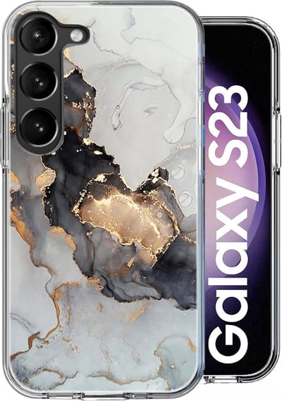 Hoesje geschikt voor Samsung Galaxy S23 - Back Cover Marmer Siliconen Case Wit