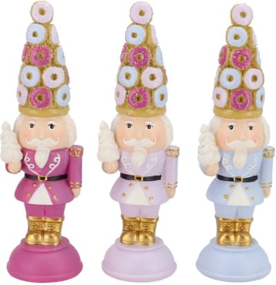Candy nutcracker pink/lila soldier decoration 10x9x20cm - per stuk