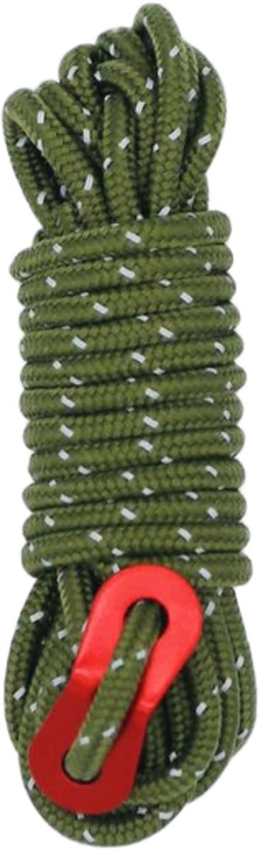 Reflecterende Scheerlijnen met Spanner - 4 Meter (4mm) - Set van 2 - Tentkoord voor Luifel en Tent - Camping Touw - Legergroen