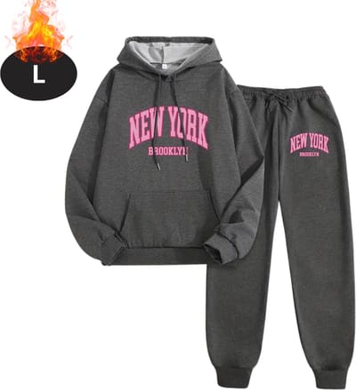 Nivard Joggingpak - Huispak - Volwassenen - Trainingspak - Comfortabel - Joggingsbroek - Tracksuit - Dames - Winter - Donkergrijs - L