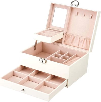 Luxe Sieradendoos met Spiegel en 20 Vakken - Witte Juwelendoos voor Sieraden - Perfecte Sieradenhouder voor Dames en Meisjes