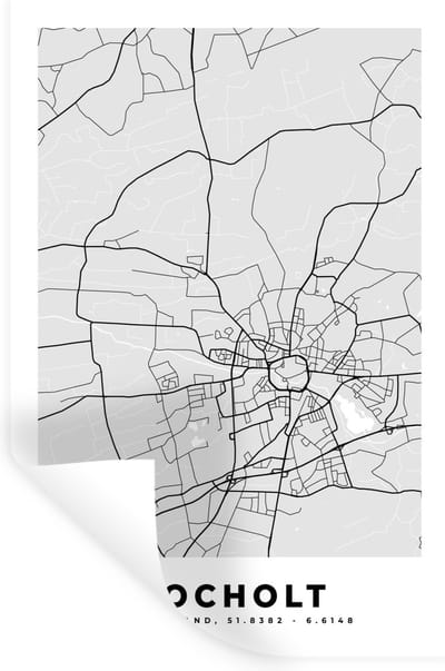 Muurstickers - Sticker Folie - Stadskaart - Plattegrond - Kaart - Bocholt - Duitsland - 20x30 cm - Plakfolie - Muurstickers Kinderkamer - Zelfklevend Behang - Zelfklevend behangpapier - Stickerfolie