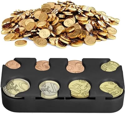 Coin box voor euro munten met 8 compartimenten - Munthouder, Coin Collector en Sorter voor 1 cent tot 2 euro, Zwart