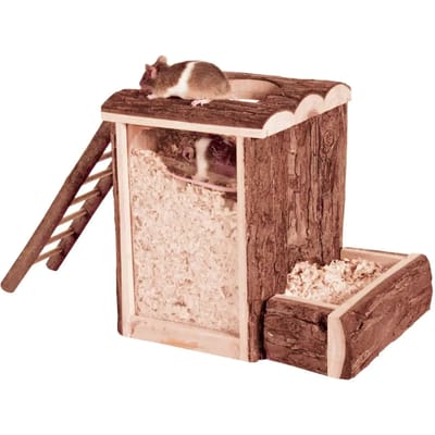Trixie Play and Burrow Tower Bark Wood Small Animals 20x20x16cm