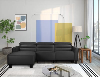 Carpari-Hoekbank - Handmatige Relax - Zwart PU