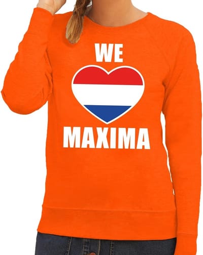 Oranje We love Maxima sweater / trui dames - Oranje Koningsdag/ supporter kleding XS