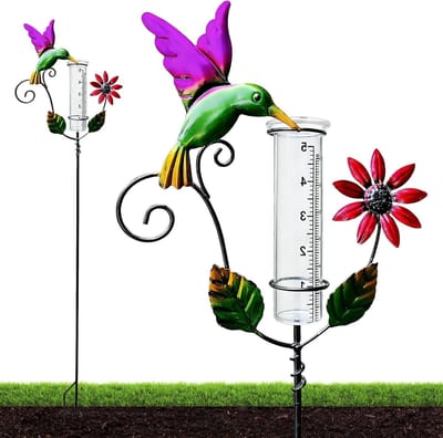 SnelShoppen - Regenmeter met Grondpen - Nauwkeurige Neerslagmeter van Metaal - 119 cm Hoog - Weerbestendige Regenmeter voor Tuin, Balkon, Gazon en Lan