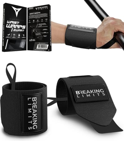 Breaking Limits Wrist Wraps voor Fitness & Crossfit – Polsbandjes voor Krachttraining –Polsbrace - Zwart - 2 Stuks