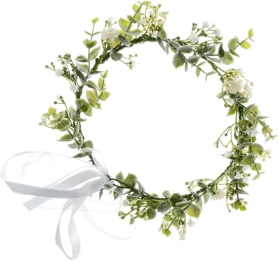 Bloemenkroon - Haarband Krans - Feestelijk Accessoire - Handgemaakt Verstelbaar - 30 Gram - Wit
