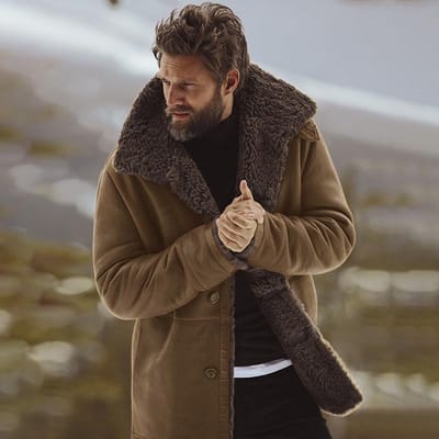 Tops Winterjassen Warme Furry Jassen Herenjassen 3XL bruin
