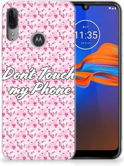 Motorola Moto E6 Plus Silicone-hoesje Flowers Pink DTMP