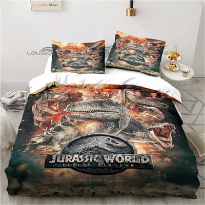 Jurassic Park Beddengoed Dinosaurussen Eenpersoons Beddengoedset 3-delige Dekbedset Bed Dekbedovertrek Tweepersoons King Dekbedovertrek Hometextiel 70x133cm 2pcs gray