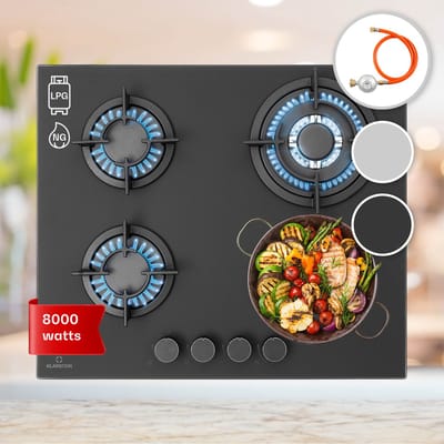Klarstein Gaskookplaat gasfornuis, inbouw gasfornuis voor propaangasfles, 4-pits , gasfornuis voor keuken, camping & camper, 8000 W kookplaat, LPG gasfornuis, kookplaat voor propaangas, roestvrijstalen gasfornuis,4 kW 51 cm - elektrische