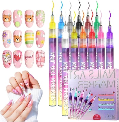 Nail Art Pen Set 12 Kleuren - 3D Nagellak Op Pens - Creatieve Nail Art Tool - Voor Unieke Manicure - ShopVlot