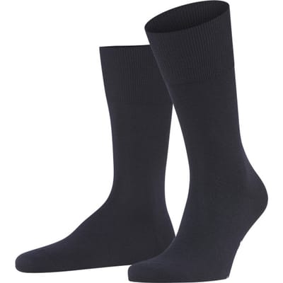 FALKE Airport eenkleurig wol katoen sokken heren blauw - maat 39-40