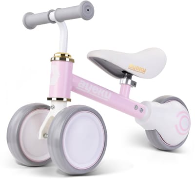 AyeKu - Baby Peuter Loopfiets - Stille Wielen - Verstelbare Zitting - 1-3 jaar - Roze
