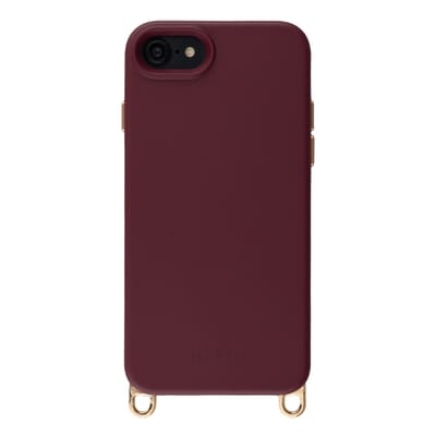 Selencia Hoesje - Geschikt voor iPhone SE (2022) / SE (2020) / 8 / 7 - Rivièra geschikt voor MagSafe Backcover met afneembare haakjes - Bold Burgundy