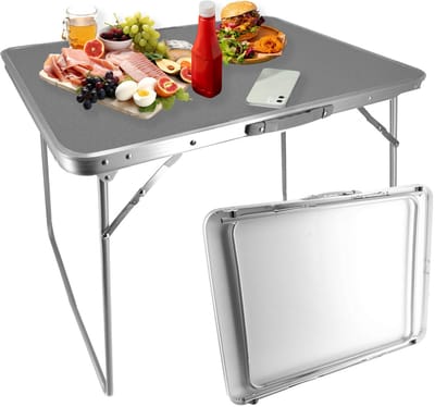 Klaptafel 80x60x70cm - Weerbestendige Inklapbare Campingtafel voor Buiten - Opvouwbare Tuintafel met Handvat voor 1-2 Personen - Stevige Vouwtafel