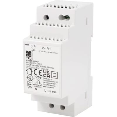 TRU COMPONENTS TC-10580808 DIN-rail netvoeding 12 V/DC 2 A 24 W Aantal uitgangen:1 x Inhoud 1 stuk(s)