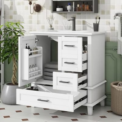 Staande Badkamerkast met Wastafel en Laden - Modern en Functionaliteit - 76x46x83,5cm