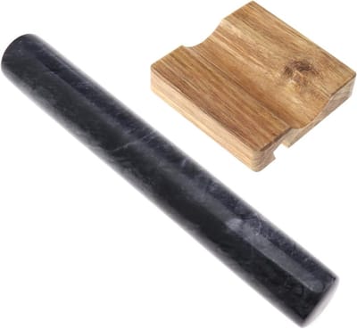 Marmeren deegroller van 12 inch met houten telefoonhouder en mobiel voor het bakken van pizza en gebak