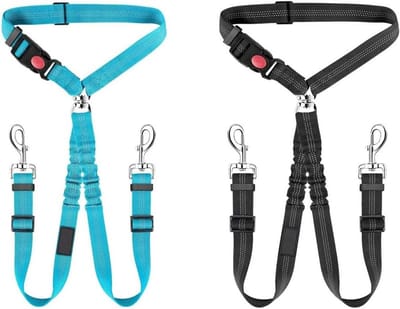 Honden Autogordel - Reisriem - Veilig Reizen - Dubbel Verstelbaar - 38-56 cm - Zwart Blauw