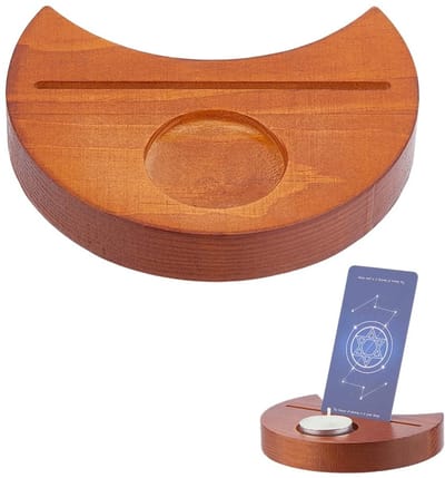 Dailygoods- Tarotkaarthouder Maanfasen - Houten Display - 2 Stuks - Divinatie Accessoires - Affirmatiekaarten - Afmetingen 118x92x20 mm - Kaartdisplay