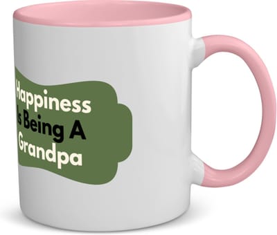 Akyol - happiness is being a grandpa koffiemok - theemok - roze - Opa - de liefste opa - verjaardag - cadeautje voor opa - opa artikelen - kado - geschenk - 350 ML inhoud