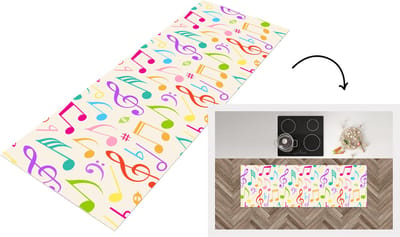Keukenloper - Loper keuken - Muziek - Patronen - Regenboog - 150x50 cm - Keukenloper vinyl