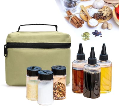 Dailygoods- Kruidenpotjes Draagbaar - Set van 6 - Voedselveilig PET - Voor Buiten/Kamperen - Transparant - Eenvoudig op te bergen - Sauzenflessen