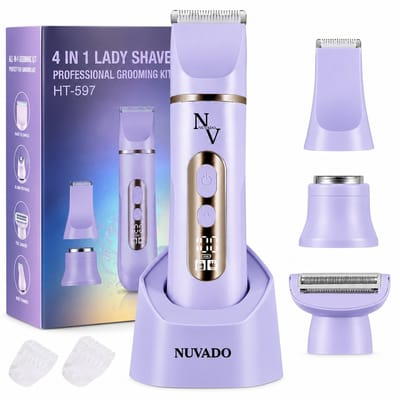 4-in-1 Oplaadbare Ladyshave Gezicht - Paars - Oksels - Benen - Bikinilijn - Scheerapparaat Vrouw - Ontharingsapparaat Elektrisch Ontharen - Gezichtsontharing Dames - Trimmer Vrouw Intiem- Ladyshaves Bikini - USB Oplaadbaar - Reisetui