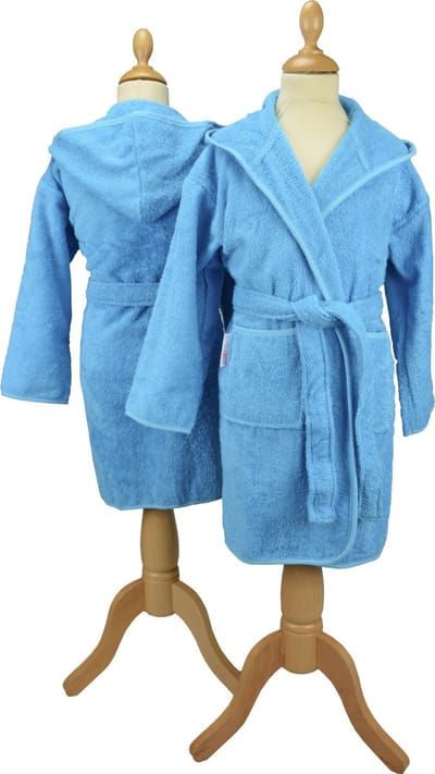 ARTG® Boyzz & Girlzz - Kinder Badjas met Capuchon - Aquablauw (Aqua Blue) - Maat 128/140