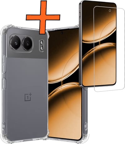 Hoes - Met Screenprotector - Geschikt voor OnePlus Nord 4 - Sterk & Shockproof - Siliconen Case - Back Cover - Telefoon Hoes - Shock Proof - Transparant