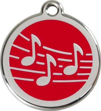 Red Dingo Hondenpenning 38 mm muzieknoten rood