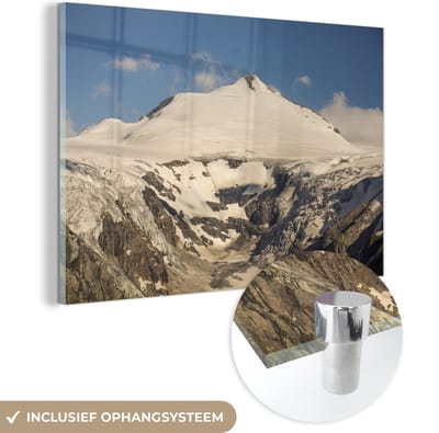 ® Glasschilderij 180x120 cm - Schilderij acrylglas - Zon beschijnt een gletsjer in het Nationaal park Hohe Tauern in Oostenrijk - Foto op glas - Muurdecoratie woonkamer - Wanddecoratie slaapkamer - Schilderijen