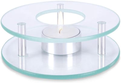 Thee Rechaud - Warmhoudplaat - Thee Warm Houden - Glazen Platen - 12.5 cm - Zilver