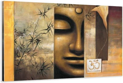 Boeddha Canvas Schilderij - Wanddecoratie Kunstprint - Woonkamer Slaapkamer Kantoor - Handgemaakt Op Houten Frame - 80x60 cm
