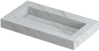 INK Pitch Wastafel Keramische Slab Bak met Drain en Front en Side Skirts Zonder Kraangat - 800x450x90 mm - Calacatta Mat