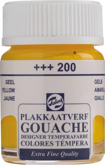 Talens Plakkaatverf Extra Fijn - 16 ml Geel 200 - Sterk gepigmenteerde matte verf