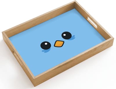 Dienblad hout 40x30 cm - Schootdienblad - Vogel - Blauw - Eenvoudig - Borrelplank rechthoek - Plateau dienbladen