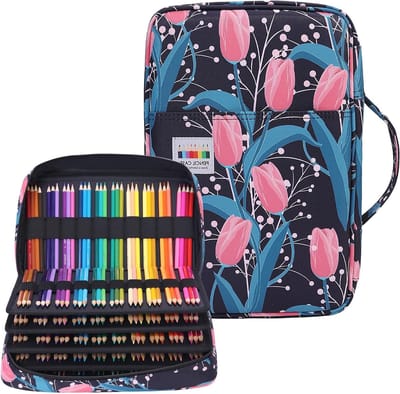 Ruime potloodetui voor 300~304 kleurpotloden, waterdichte pennenzak voor schrijfwaren, kunstenaars en fineliners