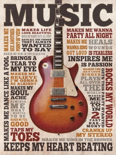 Signs-USA Music Inspires - Muziek tekstbord - Wandbord - 60 x 45 cm