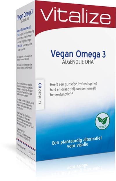 Vitalize Vegan Omega 3 Algenolie DHA 60 capsules | Gunstige invloed op het hart - Goed voor het gezichtsvermogen¹