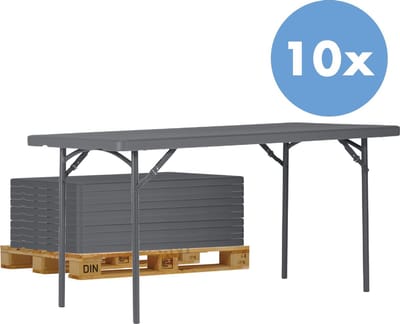 Actiepakket | 10 klaptafel New Classic | grijs | opvouwbaar | 152 x 76 cm