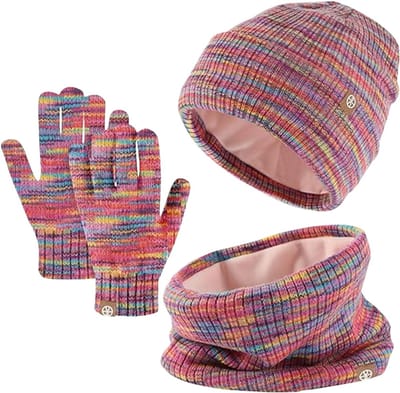 Warme Winterset voor Kinderen: Muts, Sjaal en Handschoenen - Thermisch, Gebreid, Fleece Voering, Geschikt voor Kinderen van 5-12 Jaar