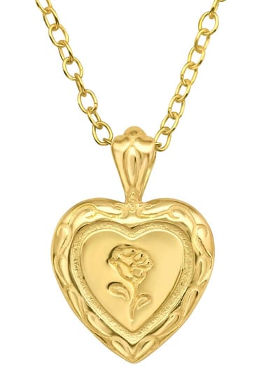 Joy|S - Zilveren hartje hanger met een roos - inclusief ketting 45 cm - gold plated
