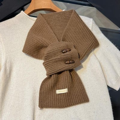 Gebreide Sjaal Dames Wol Winter Warme Sjaals Helder Effen Kleur Ontwerp Verdikte Sjaal Zacht Driehoekige Pashmina Nek 15x80cm brown